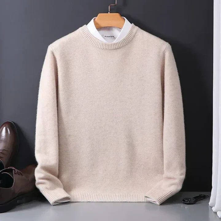Men's crew neck pullover in beige — additional view