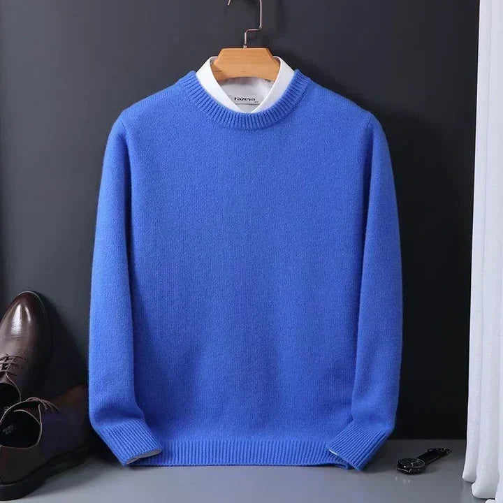 Men's crew neck pullover in blue — additional view