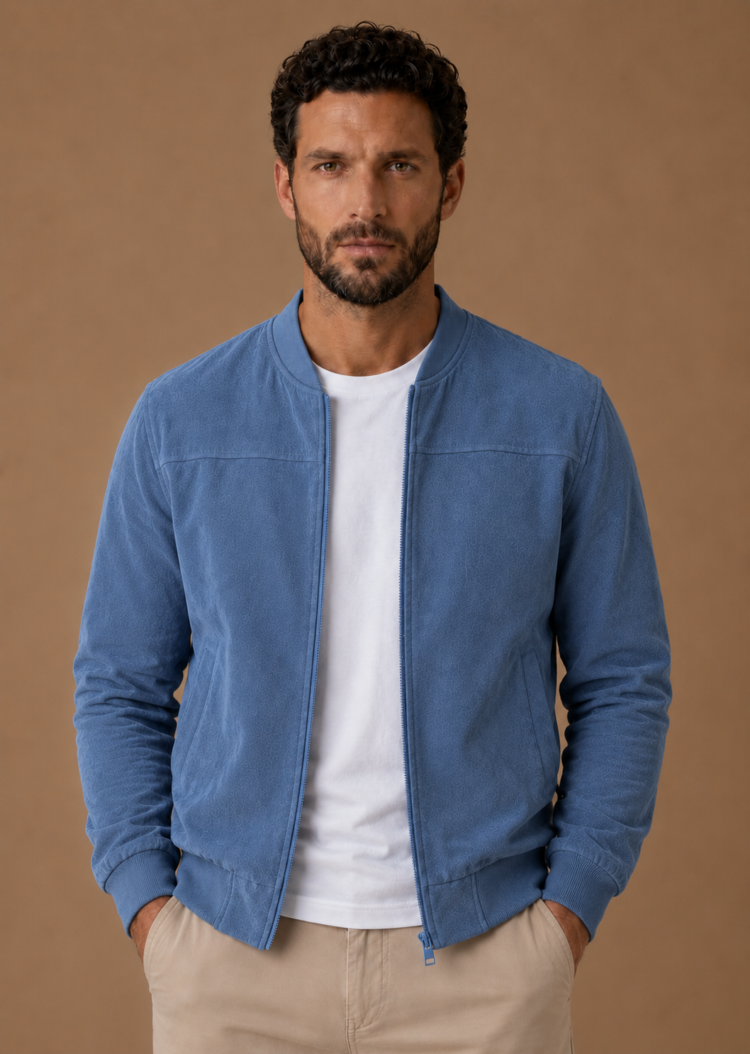 Men's lightweight slim-fit jacket in blue — additional view