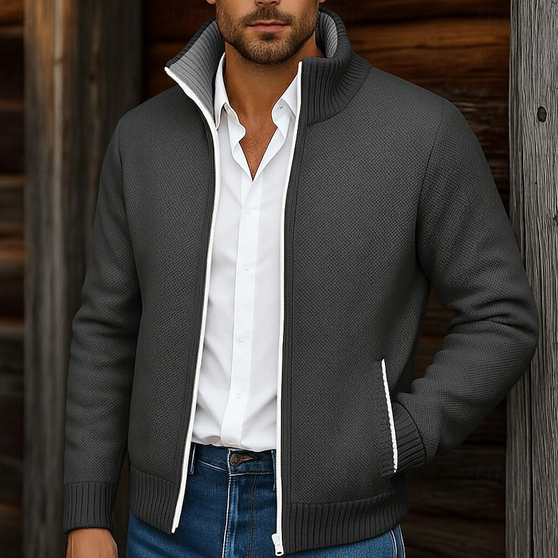 Leland | Stand-Collar Full-Zip Cardigan