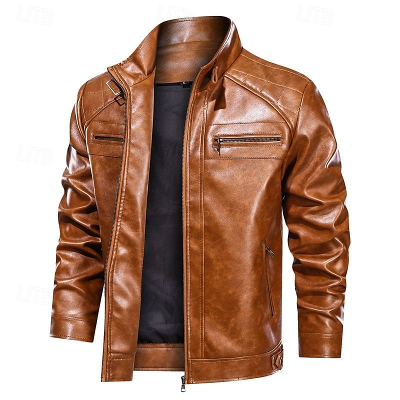 Men's classic zip-front biker jacket — additional view
