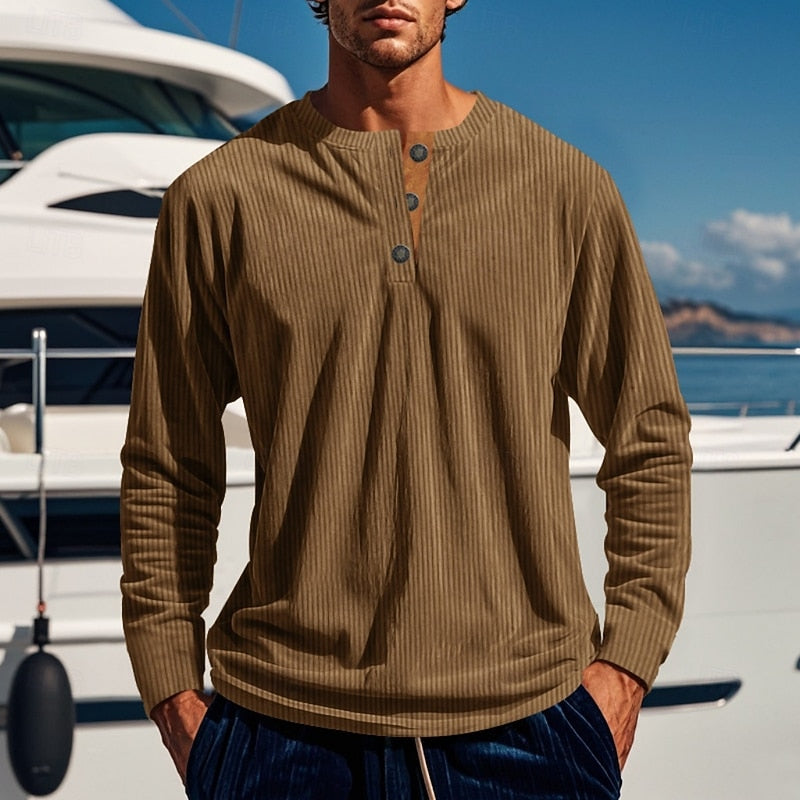 Men's ribbed long sleeve shirt — detail view
