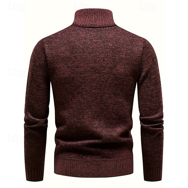 Men's stand-collar cable knit sweater — alternate view