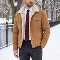Men's sherpa-collar utility jacket in khaki