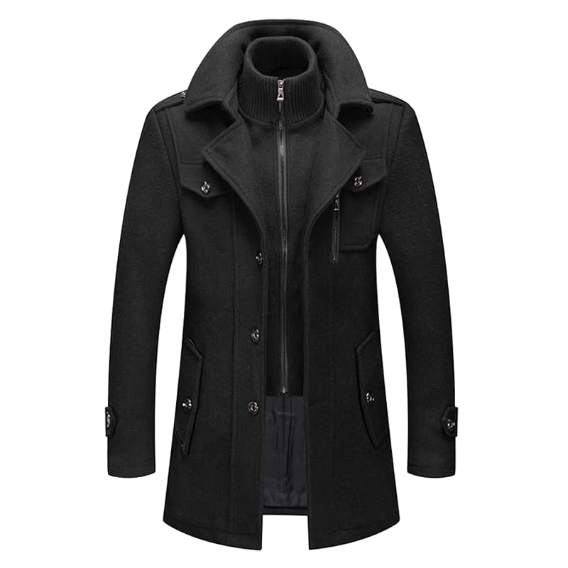 Men's notch lapel wool short coat — additional view