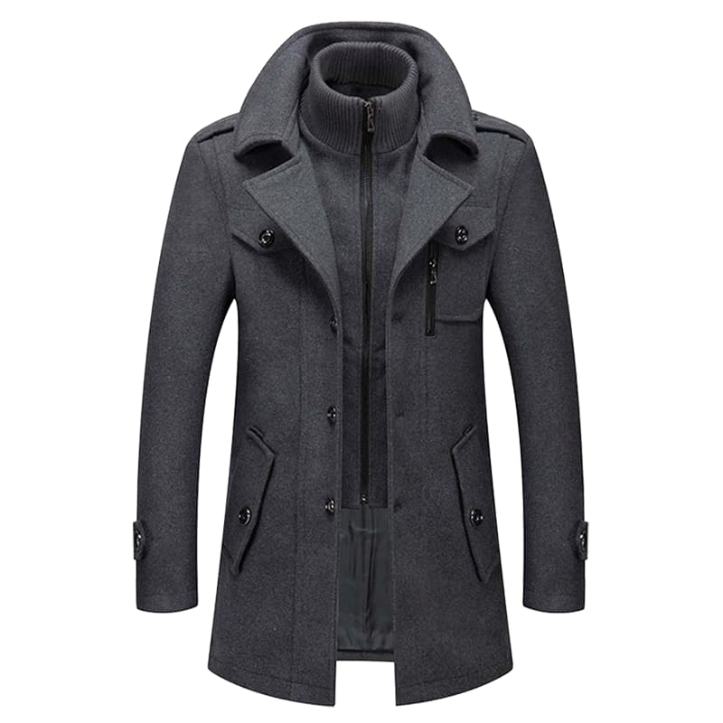Men's notch lapel wool short coat — additional view