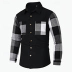 Men's patchwork button-up shirt jacket — alternate view