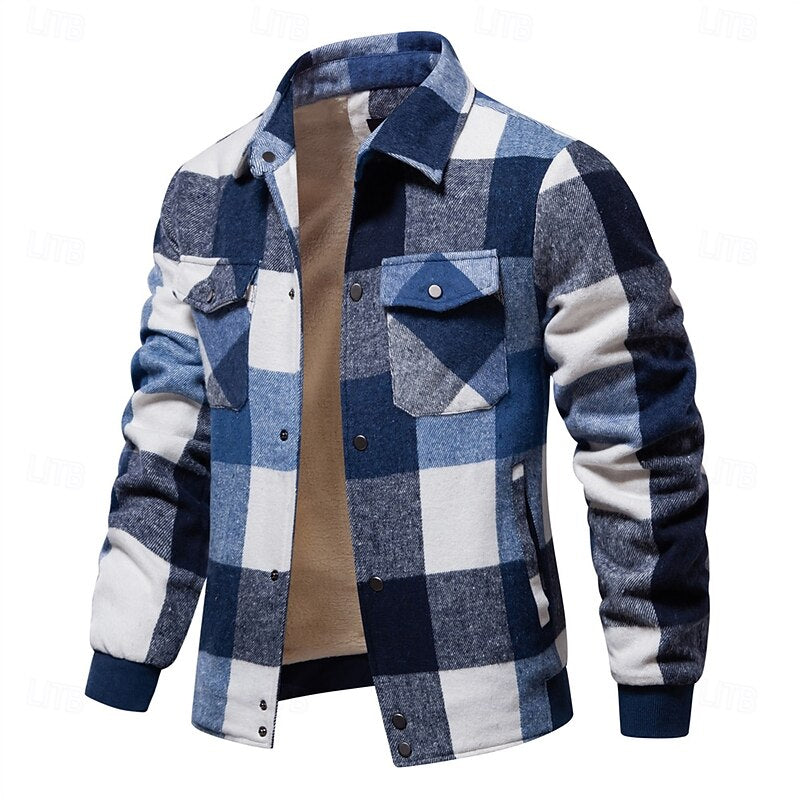 Men's rugged plaid flannel shirt jacket — additional view
