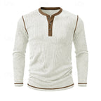 Men's ribbed long sleeve henley shirt — additional view