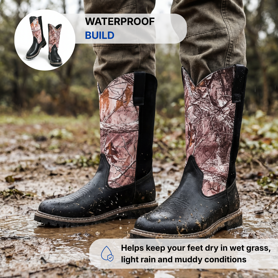 Men's waterproof pull-on hunting boots — detail view