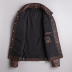 Men's distressed leather button-front jacket — additional view