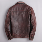 Men's distressed leather button-front jacket — additional view