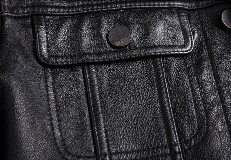 Men's distressed leather button-front jacket — additional view