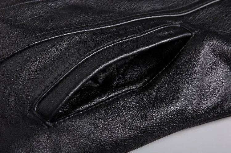 Men's distressed leather button-front jacket — additional view