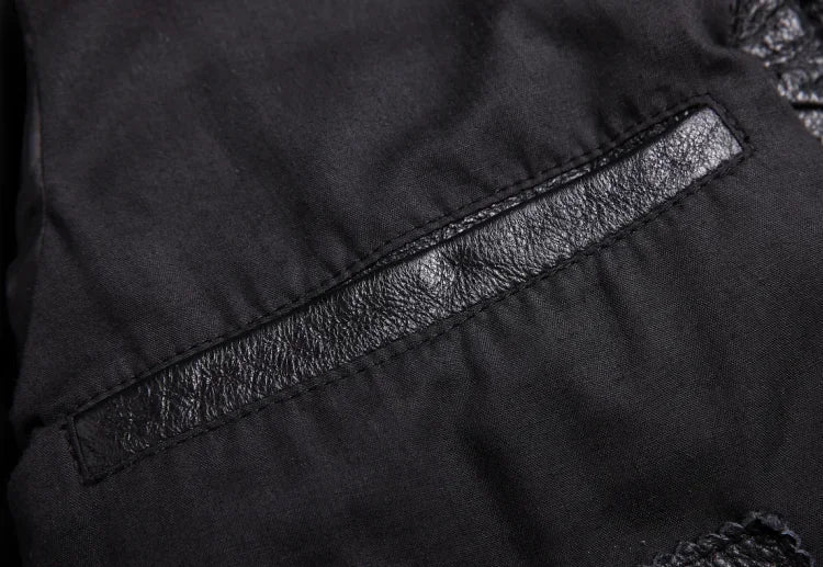 Men's distressed leather button-front jacket — additional view