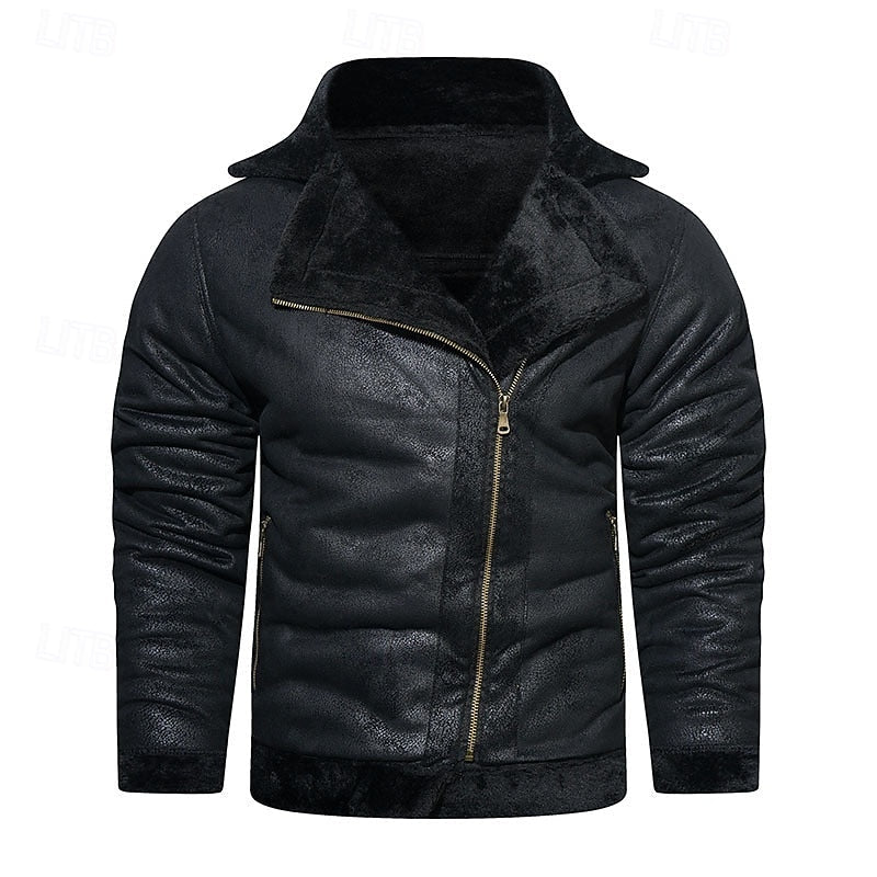 Men's rugged zip biker jacket — alternate view