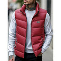 Men's quilted zip puffer vest in red
