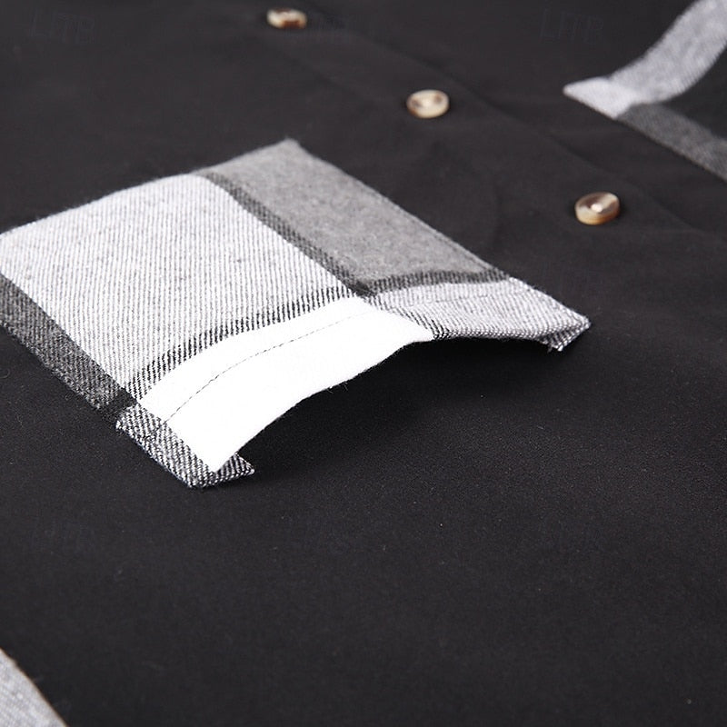 Men's patchwork button-up shirt jacket — additional view