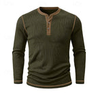 Men's ribbed long sleeve henley shirt — additional view