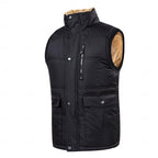 Men's sherpa-lined puffer vest in black