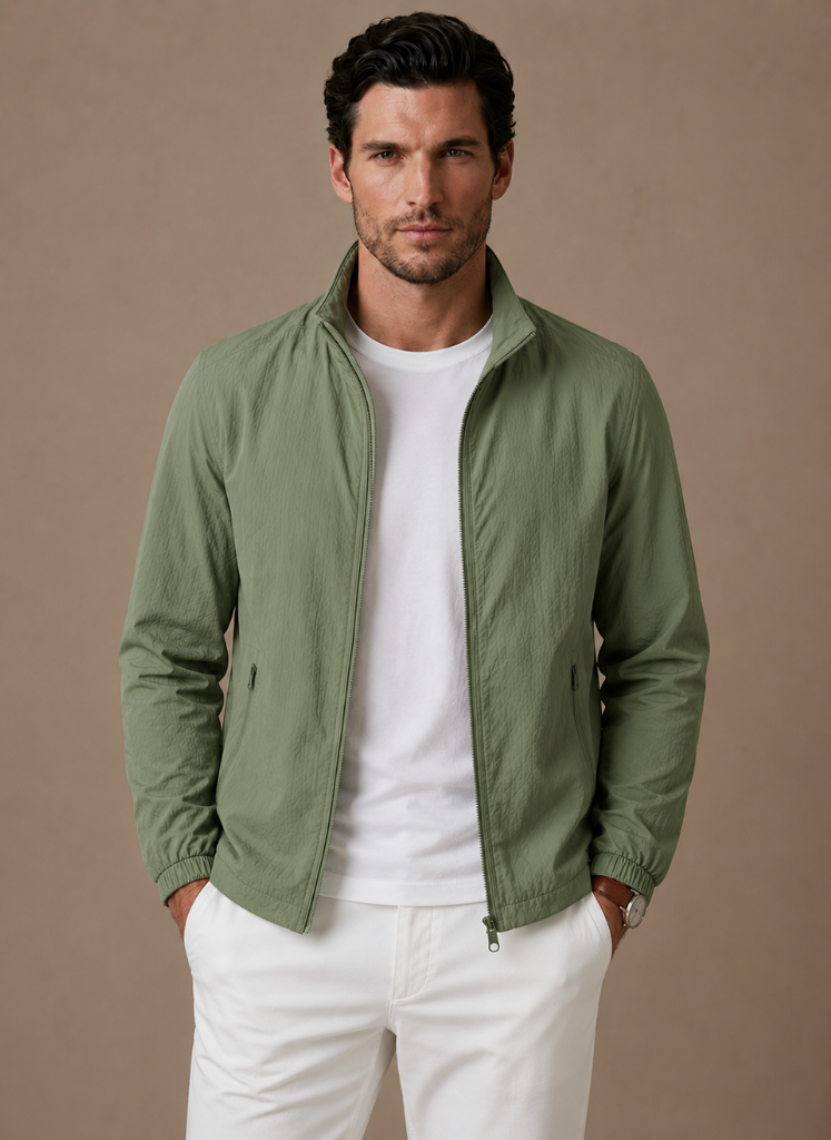 Men's lightweight smart casual jacket in green — alternate view