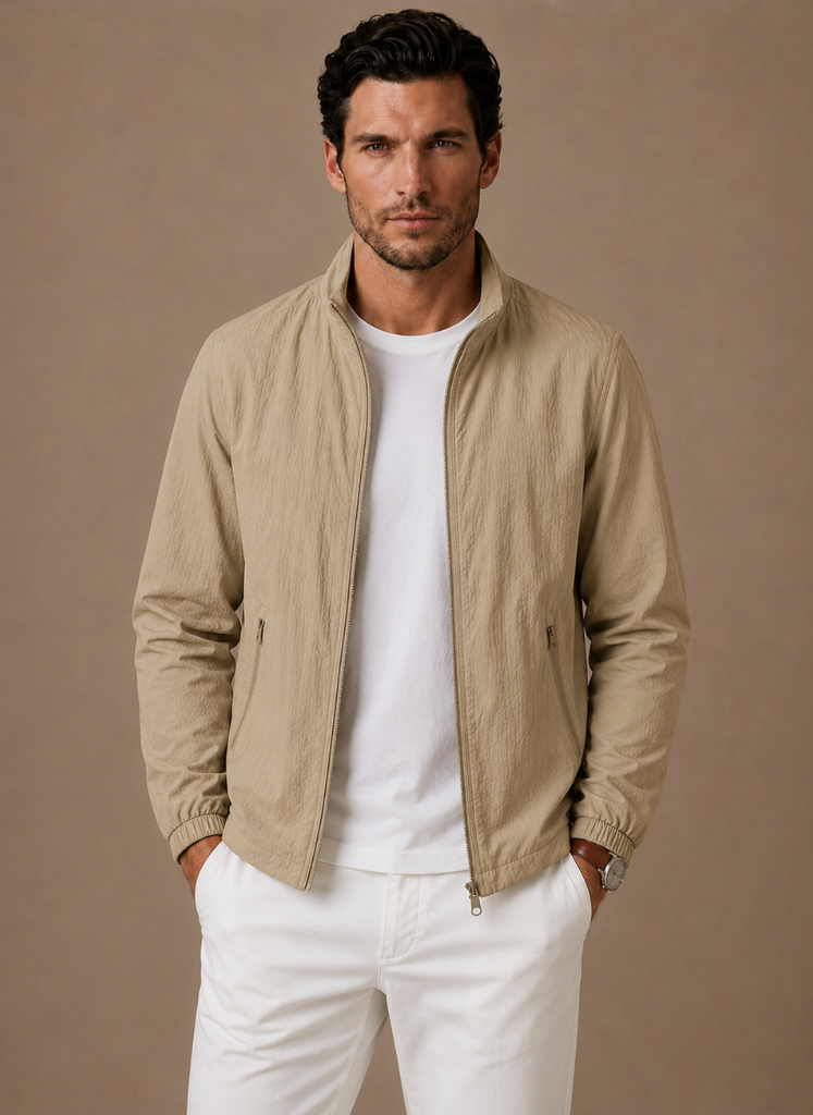 Men's lightweight smart casual jacket in khaki — additional view