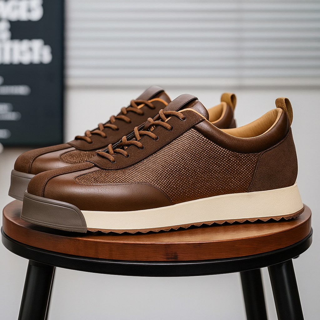 Men's cushioned leather court sneakers — alternate view