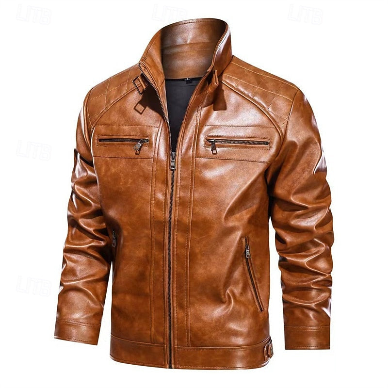 Men's classic leather bomber jacket — additional view