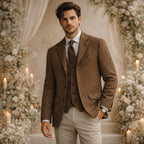 Men's single-breasted heritage blazer in dark brown — alternate view