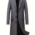 Men's single-breasted tailored overcoat in grey