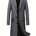 Men's single-breasted tailored overcoat in grey