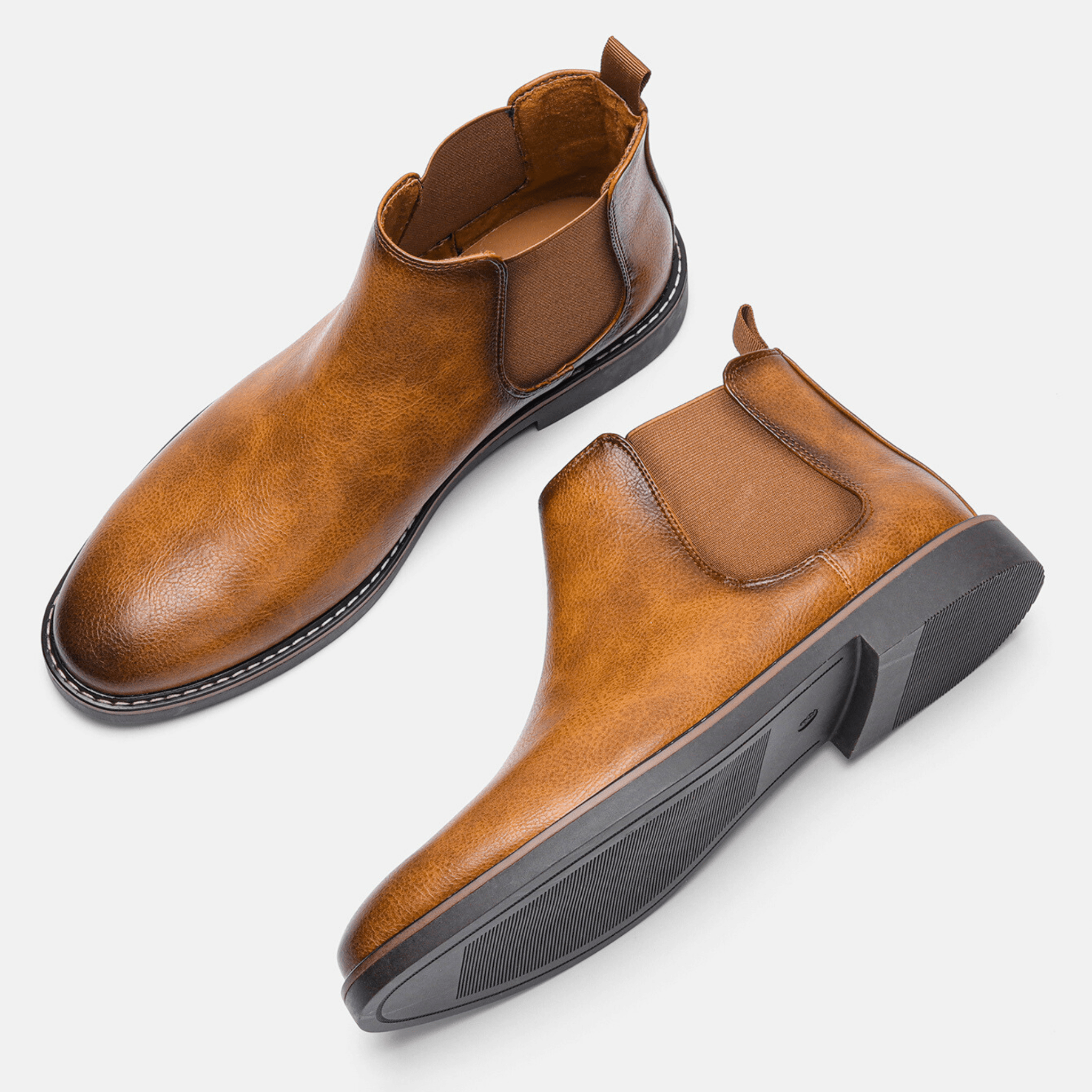 Men's leather elastic panel chelsea boots — additional view