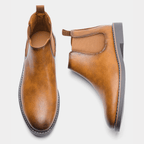 Men's leather elastic panel chelsea boots — additional view