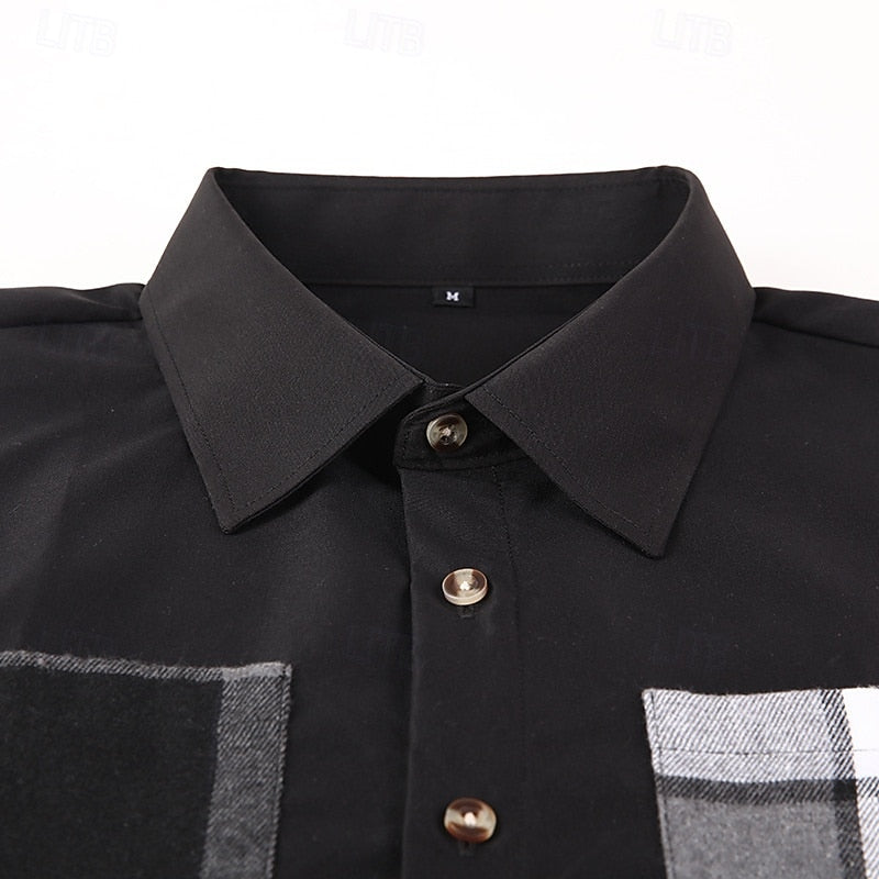Men's patchwork button-up shirt jacket — additional view