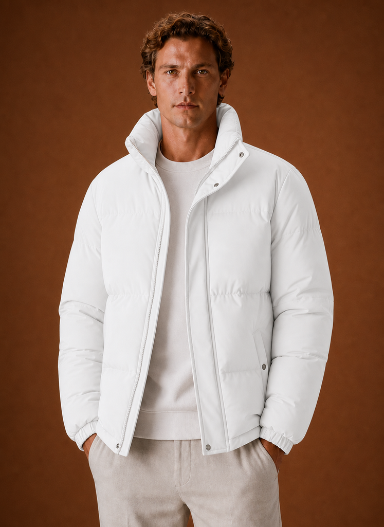 Men's oversized puffer jacket in white — additional view