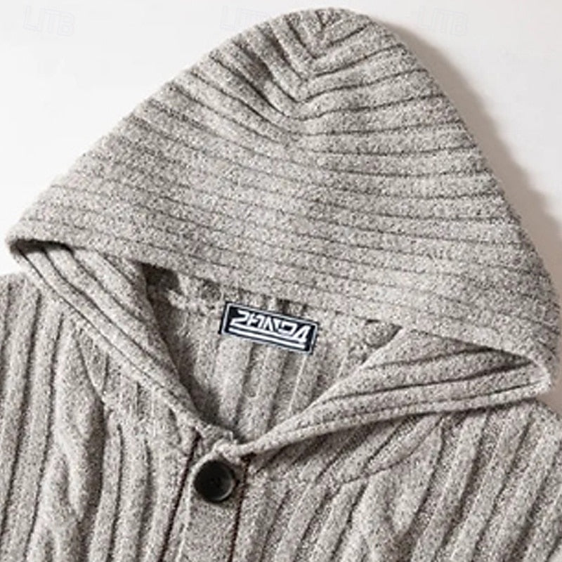 Langston | Cable Knit Hooded Cardigan