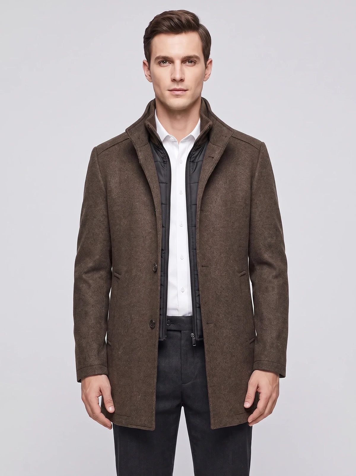Men's single-breasted stand-collar winter coat — additional view