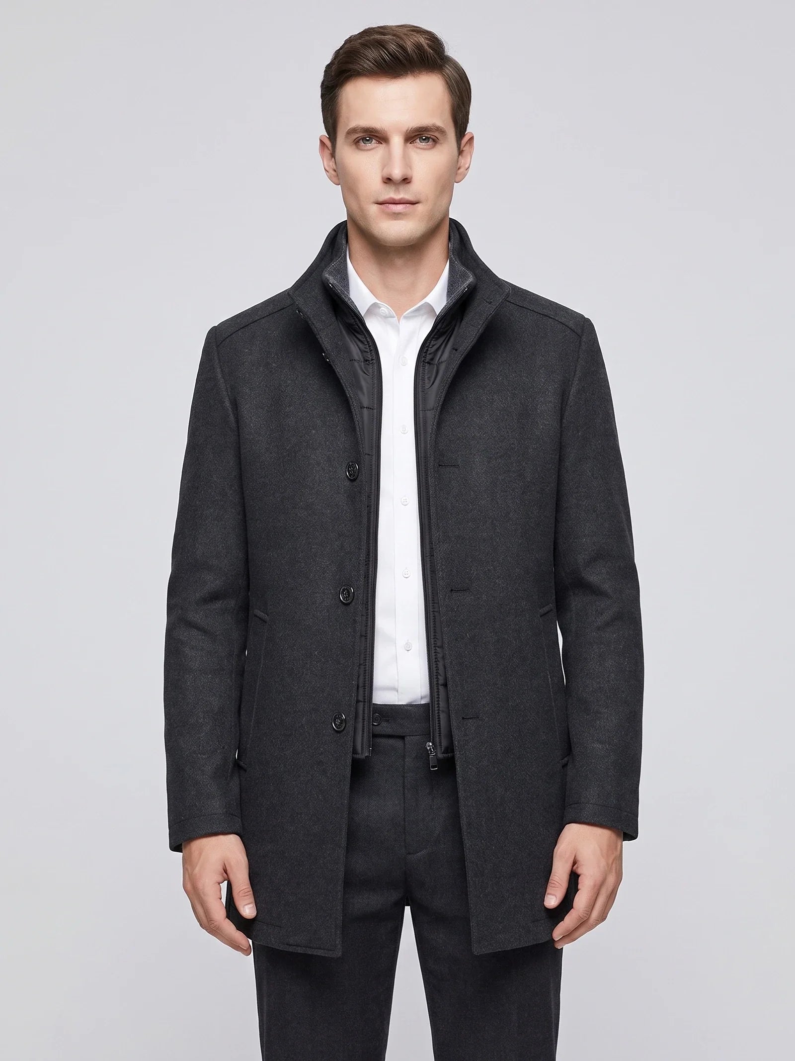 Wesley | Single-Breasted Stand-Collar Winter Coat