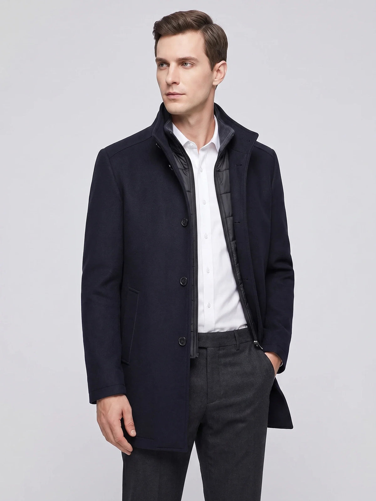 Men's single-breasted stand-collar winter coat — additional view