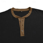 Men's ribbed long sleeve henley shirt — additional view