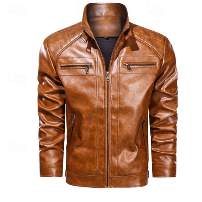 Men's classic leather bomber jacket — additional view