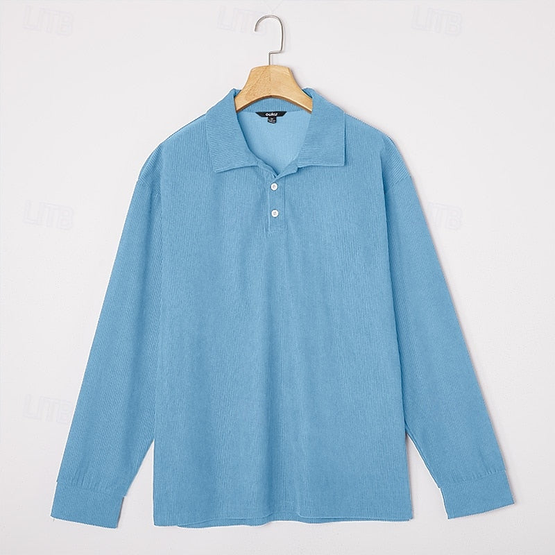 Maddox | Long Sleeve Textured Polo Shirt