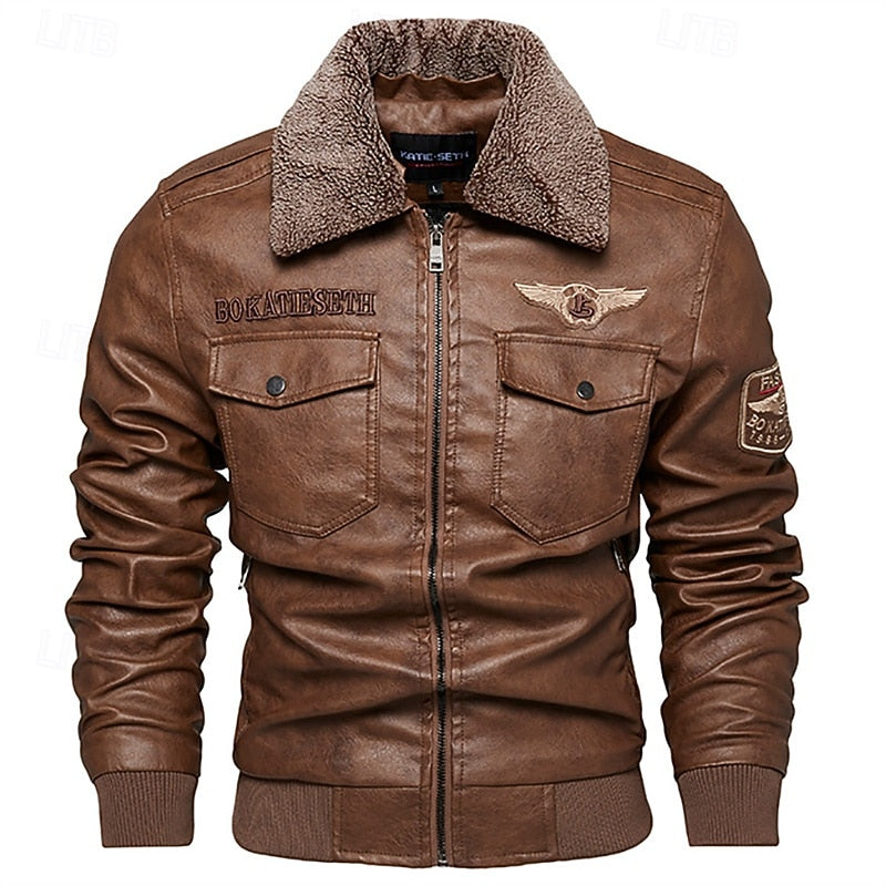 Men's aviator bomber jacket in coffee