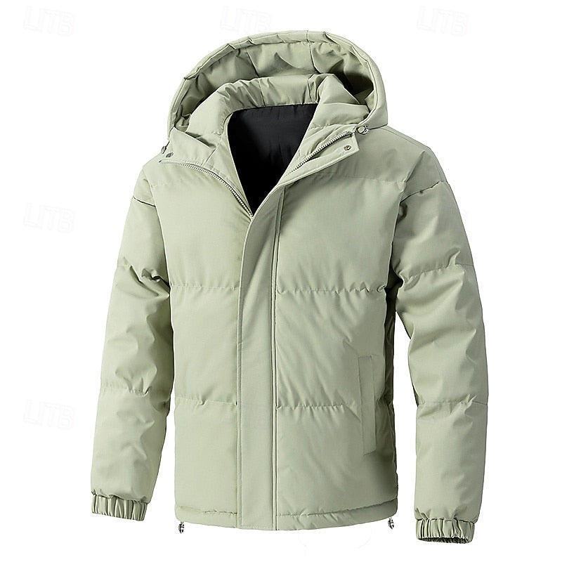 Men's thick insulated hooded puffer in green