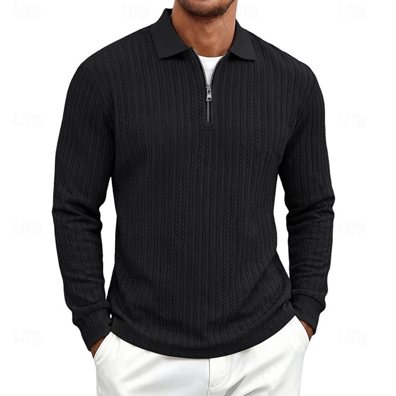 Vernon | Quarter-Zip Textured Polo Shirt