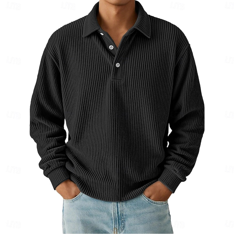 Maddox | Long Sleeve Textured Polo Shirt
