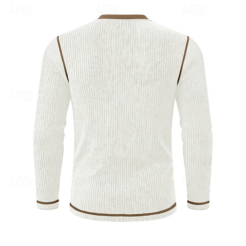 Men's ribbed long sleeve henley shirt — additional view