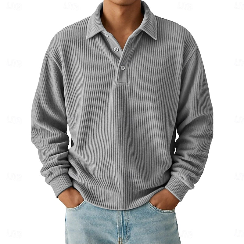 Maddox | Long Sleeve Textured Polo Shirt