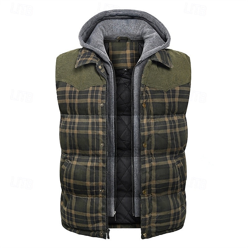Men's quilted hooded gilet in army green — additional view