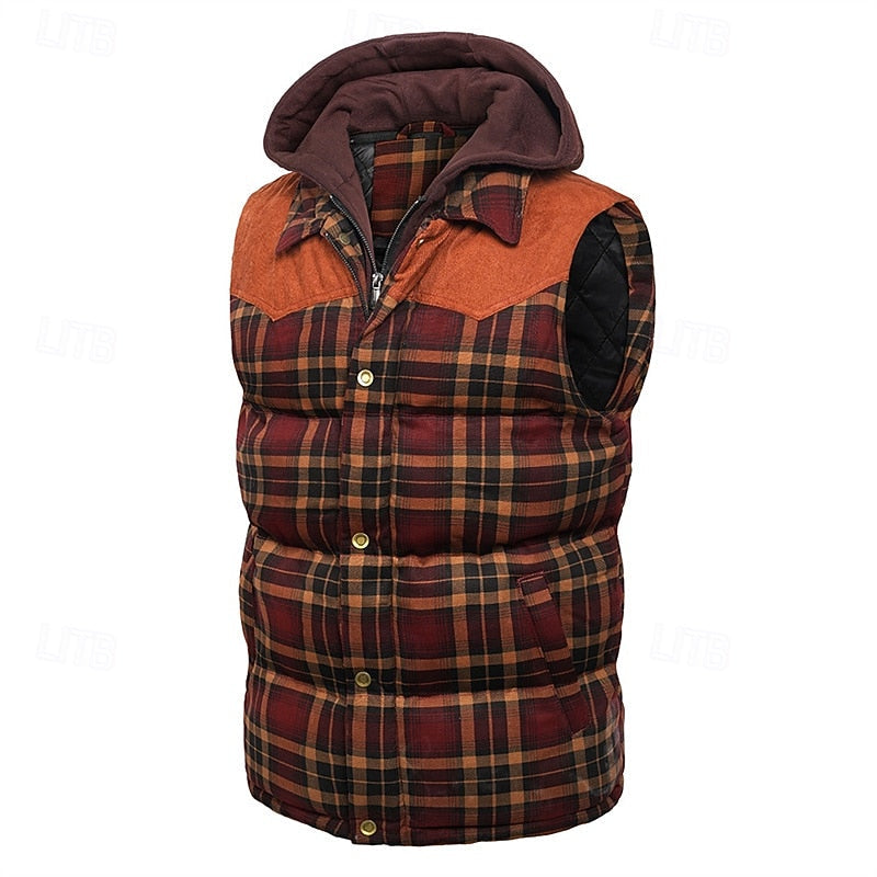 Men's quilted hooded gilet — detail view